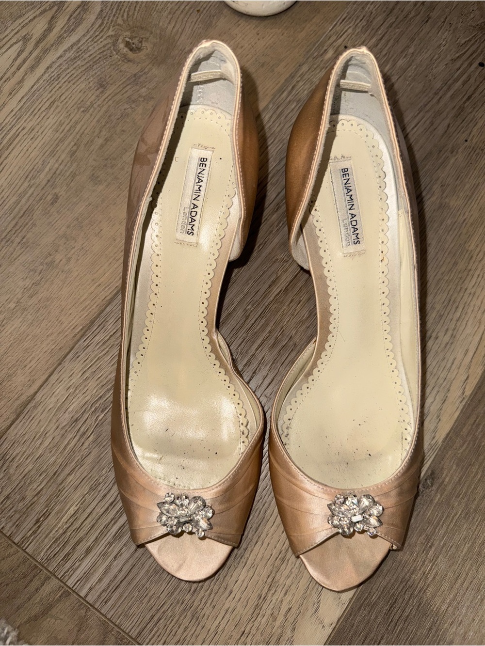 Blush Satin Peep-Toe with Crystal Accent